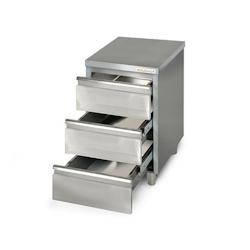 Meuble bas inox 500 x 600 mm avec 3 tiroirs PREMIUM / GOLDINOX - gris inox MT356_0