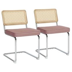 Oviala Business Lot de 2 chaises en acier et velours vert foncé - vert textile 112173_0