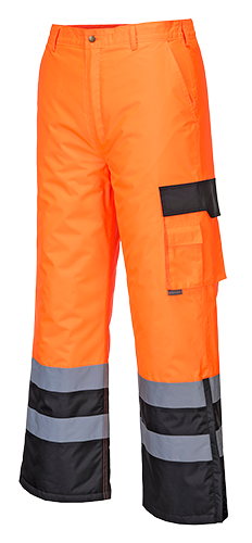 Pantalon contrasté haute visibilité orange et noir S686 - M - Doublé, imperméable et certifié CE_0