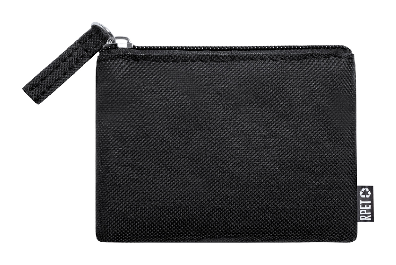 Porte-monnaie zippé en polyester 600D RPET - Labélisé RPET - Couleur noire - Poids 13g_0