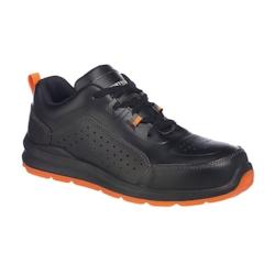 Portwest - Baskets de sécurité basses noire et orange en cuir perforé respirantes S1P Noir / Orange Taille 36 - 36 noir matière synthétique 50361_0