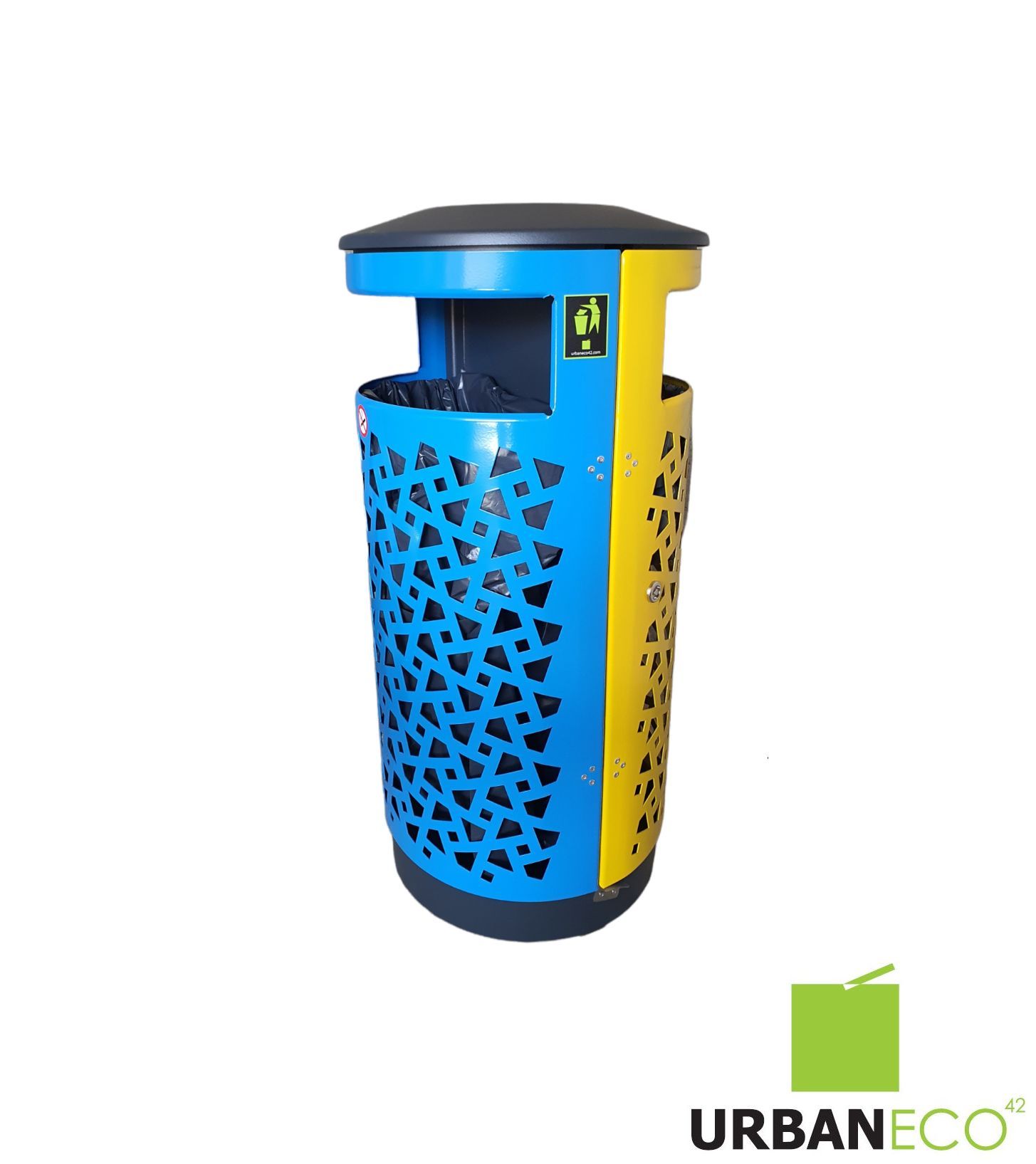 Poubelle publique tri sélectif double flux - acier galvanisé renforcé - 2x40L ou 80L - coloris personnalisables_1