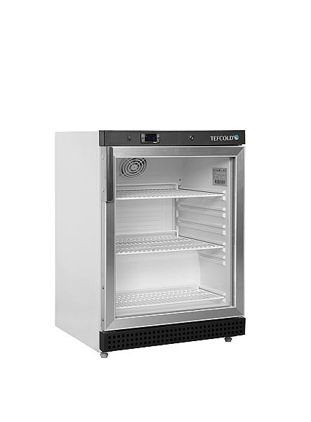 Réfrigérateur vitré 130 litres extérieur blanc porte aluminium - UR200G_0