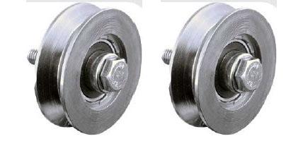 Roue à rainure en V de 60 mm - Lot de 2 - Acier zingué avec roulement à billes de précision_0