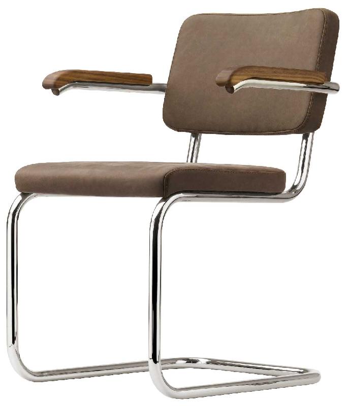 S 64 PV / CHAISE DESIGN EN CUIR AVEC ACCOUDOIRS MARCEL BREUER_0