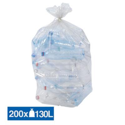 Sacs poubelle déchets courants translucides recyclés 130 L, lot de 200_0