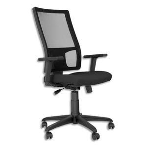Siège square dossier résille et assise en tissu noir, à mécanisme synchrone, sans accoudoirs_0