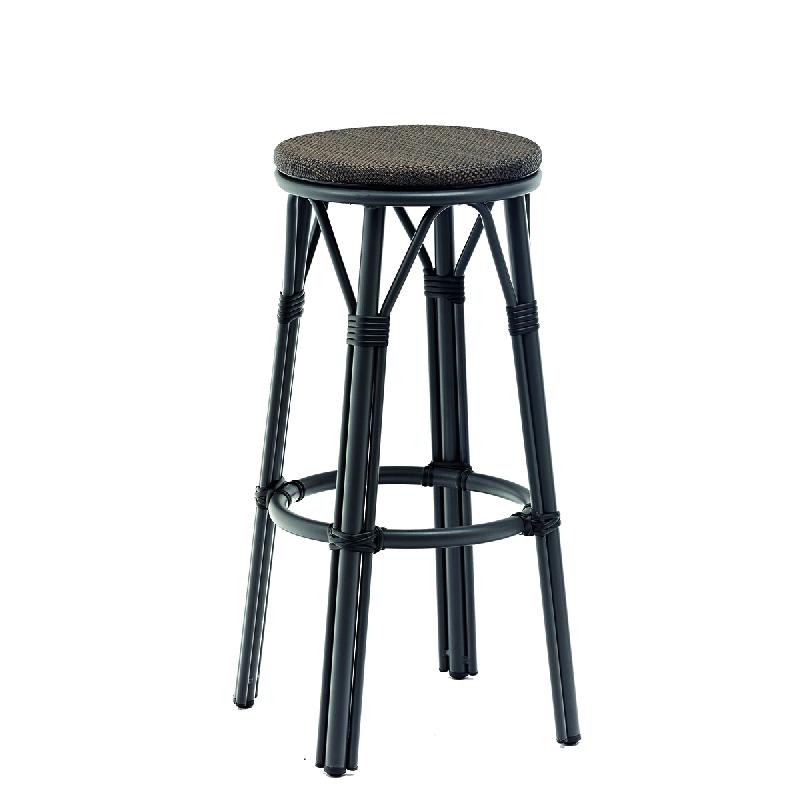 Tabouret de bar de terrasse CHARLOTTE - textilène graphite - aluminium léger et résistant aux UV_0