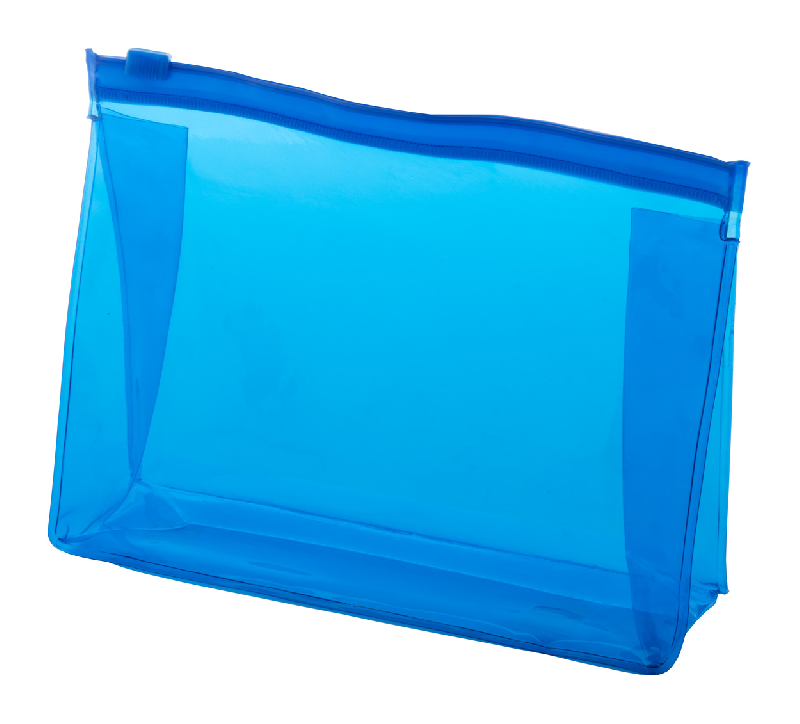 Trousse à maquillage zippée en PVC transparent - Couleur bleue - Poids 24,4 g_0