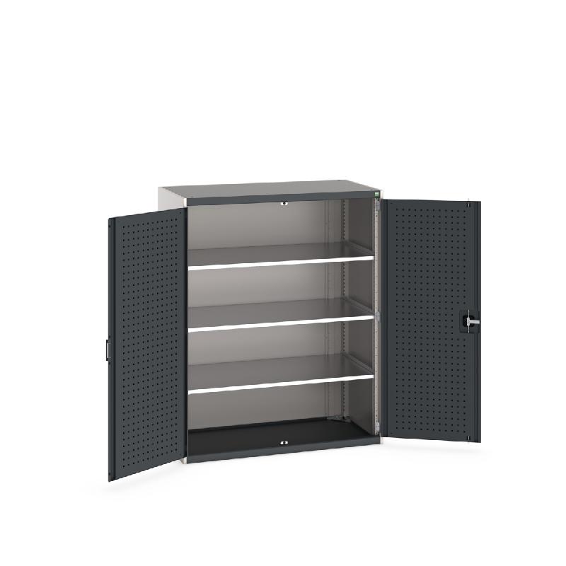 Armoire d'atelier Cubio SMF-13616-1.1 - Portes Perfo & 3 tablettes - 1300x650x1600 mm - Charge lourde jusqu'à 1,5 tonne_0