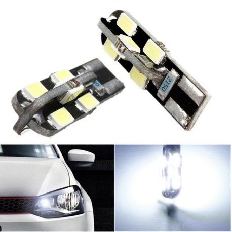 Ampoules veilleuses à LED W5W T10 3W CANBUS - Blanc froid - Vendues par paire, garantie à vie_0
