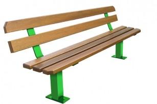 Banc Gréco robuste avec pied central - 5 lames bois traité - finition peinture verte_0