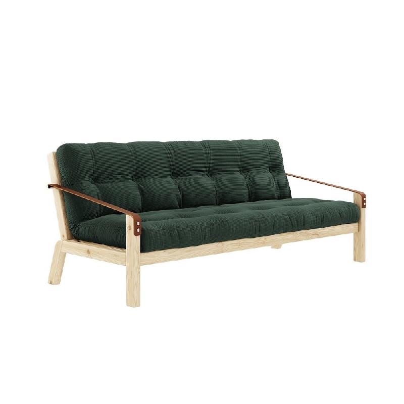 BANQUETTE FUTON POETRY EN PIN MASSIF COLORIS ALGUE COUCHAGE 130 X 190 CM._0