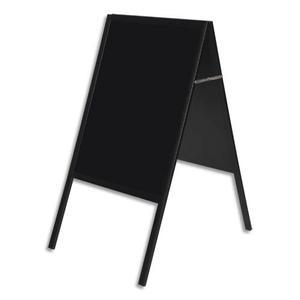 Bi-office chevalet ardoise noir double face, cadre en bois - format l45 x h60 cm_0