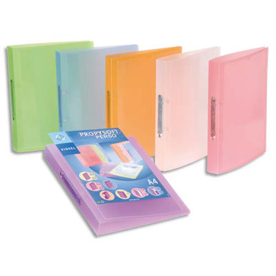 CLASSEUR PERSONNALISABLE VIQUEL PROPYSOFT - POLYPRO7/10EME - 4 ANNEAUX - DOS DE 35 MM - COLORIS ASSORTIS - LOT DE 12
