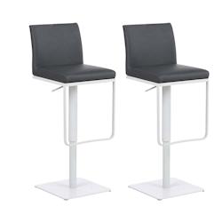 CLP Lot de 2 tabouret de bar Panama similicuir Gris/Blanc - gris polyester 307835_0
