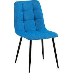 Décoshop26 - Chaise de salle à manger x1 coutures décoratives carrées en tissu turquoise et métal noir 10_0002144 - noir 3000250862455_0