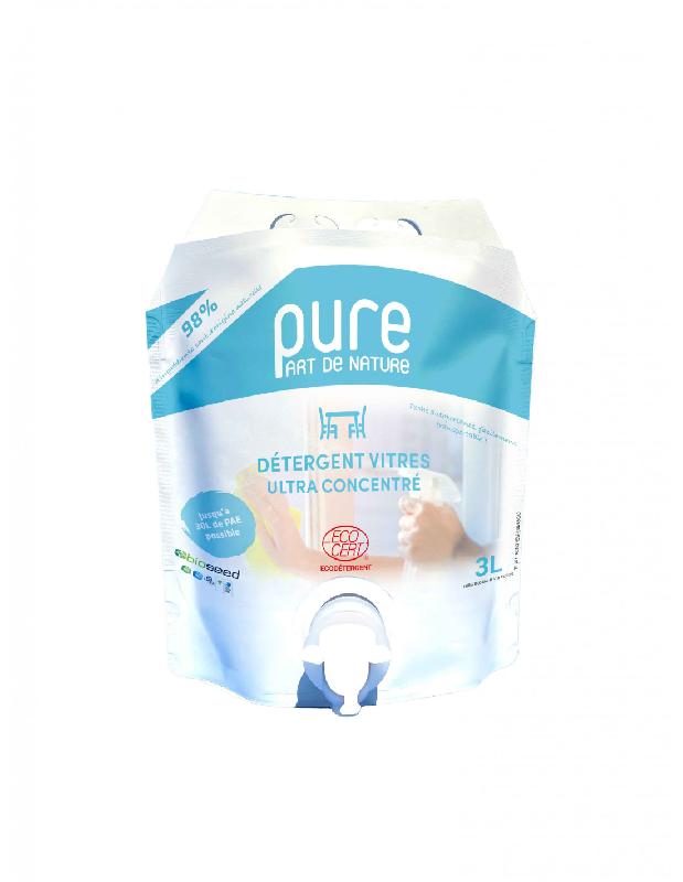 DETERGENT VITRES ULTRA CONCENTRE NON PARFUME - ECOCERT - OBIOBAG 3L MARQUE PURE PART DE NATURE_0