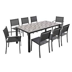 Oviala Business Ensemble table de jardin et 8 assises en aluminium et céramique - gris aluminium 105514_0