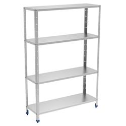 Étagères en acier inoxydable 4 niveaux avec des étagères lisses - 1400x500x1750 mm - 38004424 Eurast - 38004424_0