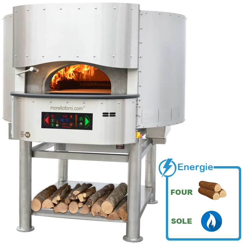Four à pizza à bois rotatif - système auxiliaire gaz brûleurs - Morello Forni - Ligne FMR - capacité 4 à 10 pizzas_0