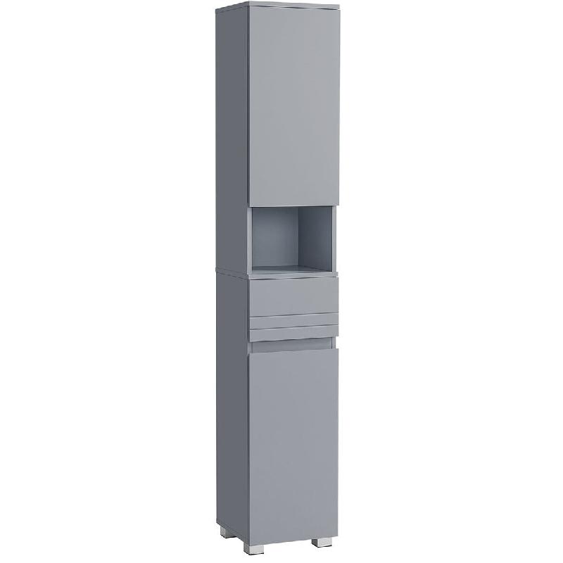 Helloshop26 - Armoire de salle de bain meuble de rangement colonne avec tiroir étagères réglables compartiments 30 x 30 x 170 cm 12_0004019 - Bois_0
