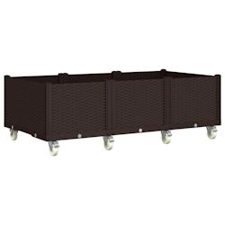 Helloshop26 - Jardinière bac lit surélevé plantes fleurs terrasse jardin à roulettes 150 x 80 x 54 cm PP marron 02_0038833 - 3000217944385_0