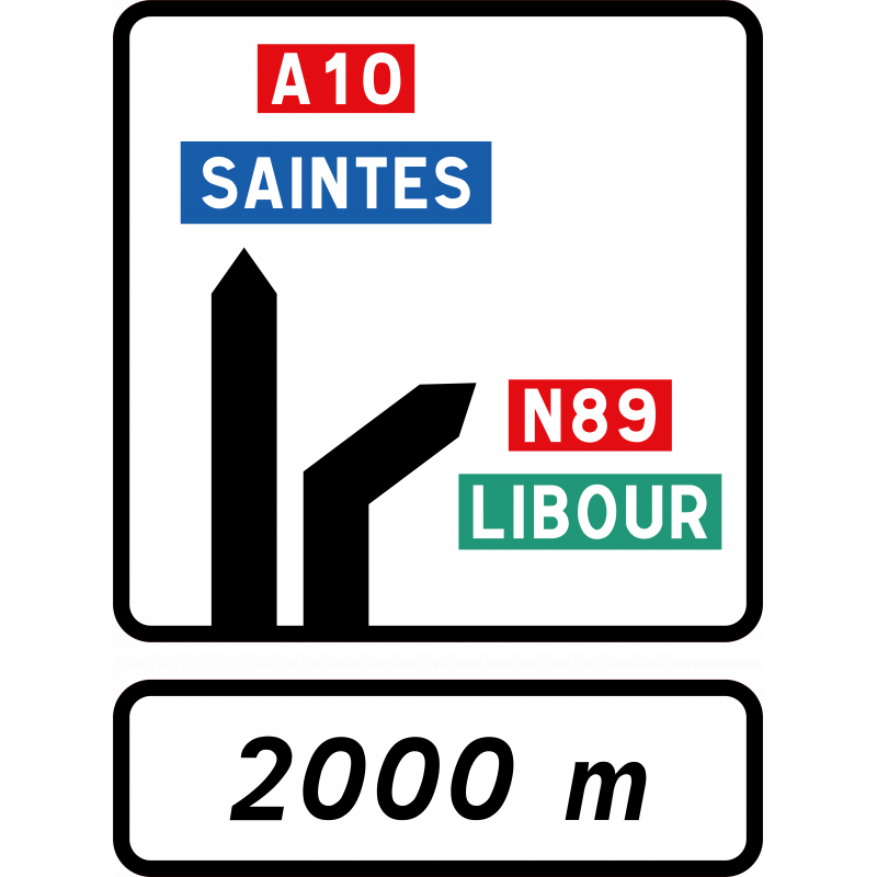 Panneau directionnel Da52b - affectation de voie_0