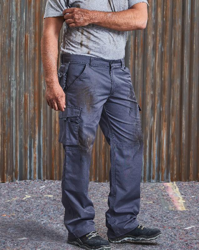 Pantalon de sécurité Heavy Duty Russell - Réf: RU015M - Protection anti-taches Teflon, poches multiples et genouillères intégrées_0