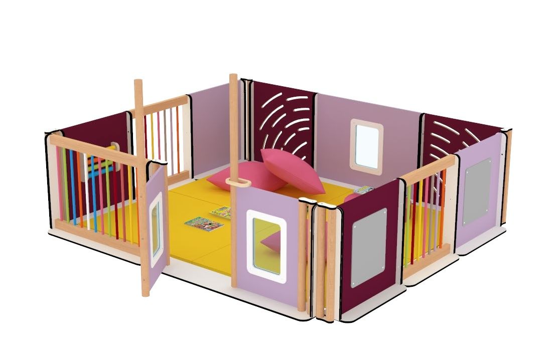 Parc pour enfants - Implantation en carré - Dimensions L2445mm x H645mm x P2145mm_0