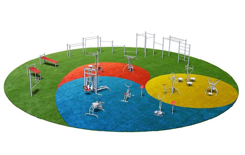 Parcours de santé fitness gamme Peps - PEPS01 - Dimensions 20000x20000mm_0