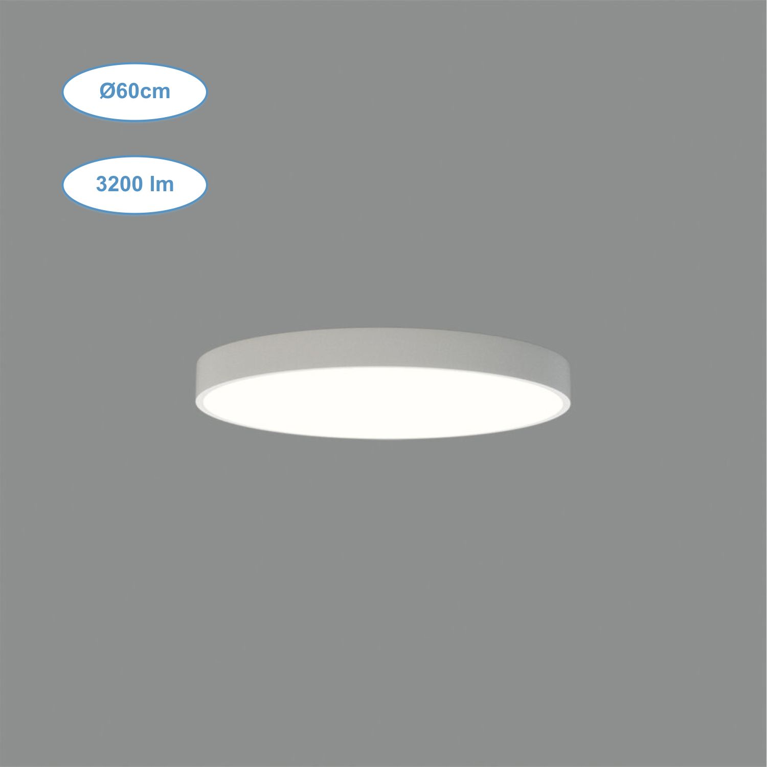 Plafonnier LED Ø60cm - 42W - 3200lm - Blanc ou Noir - Installation en saillie_0