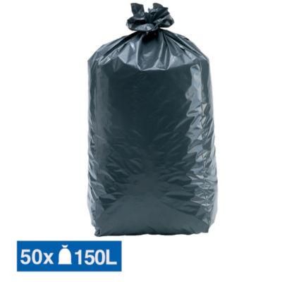 Sacs poubelle déchets lourds Tradition qualité super épaisse gris 150 L, lot de 50_0