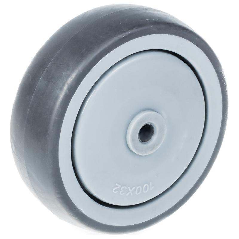 Roue de 100 mm avec caoutchouc TPR gris sur centre en polypropylène_0