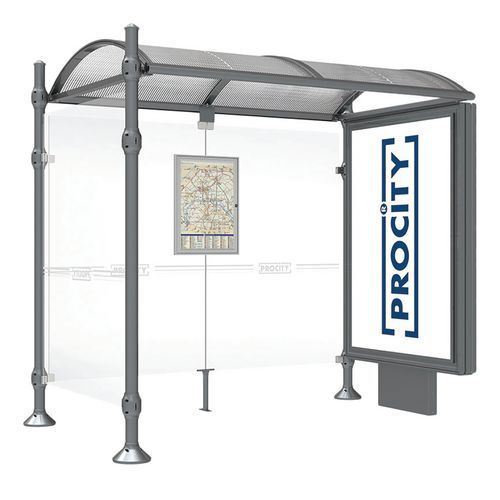 ABRI BUS PROVINCE 2.50 M CAISSON 1 BARD. AGORA GRIS PROCITY - PROCITY