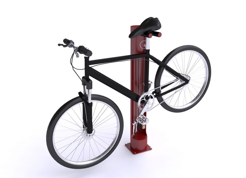 Station de réparation vélo robuste avec largeur : 250 mm pour usage extérieur - panocolor  ac0321sta-cyclo_0