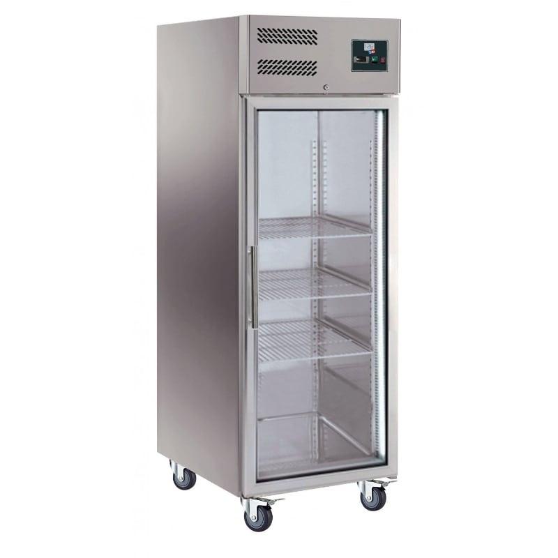 Armoire froide inox 650 Litres -2°C/+8°C porte vitrée - Réfrigération ventilée et éclairage LED_0