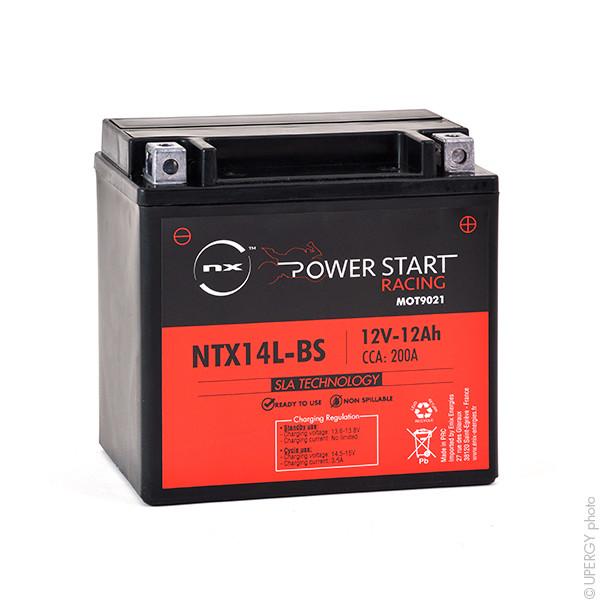 Batterie moto AGM YTX14L-BS / YTX16L-BS / NTX14L-BS 12V 12Ah - NX Power Start - Étanche et sans entretien_0