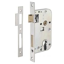 Boitier de serrure encastrable à cylindre pour porte d'entrée, axe 50mm, têtière 200x22mm laiton inox brossé - THIRARD - doré 3150260099966_0