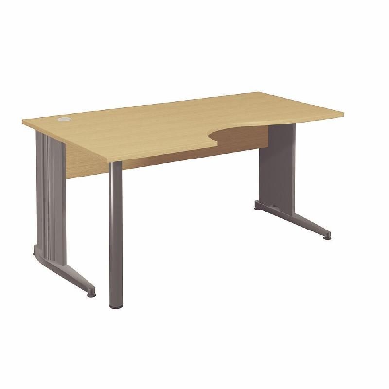 BUREAU COMPACT RETOUR À GAUCHE ACTIVITY MÉTAL 2 - L. 160 X P. 120 CM - PLATEAU POIRIER - PIEDS L 'ANTHRACITE'