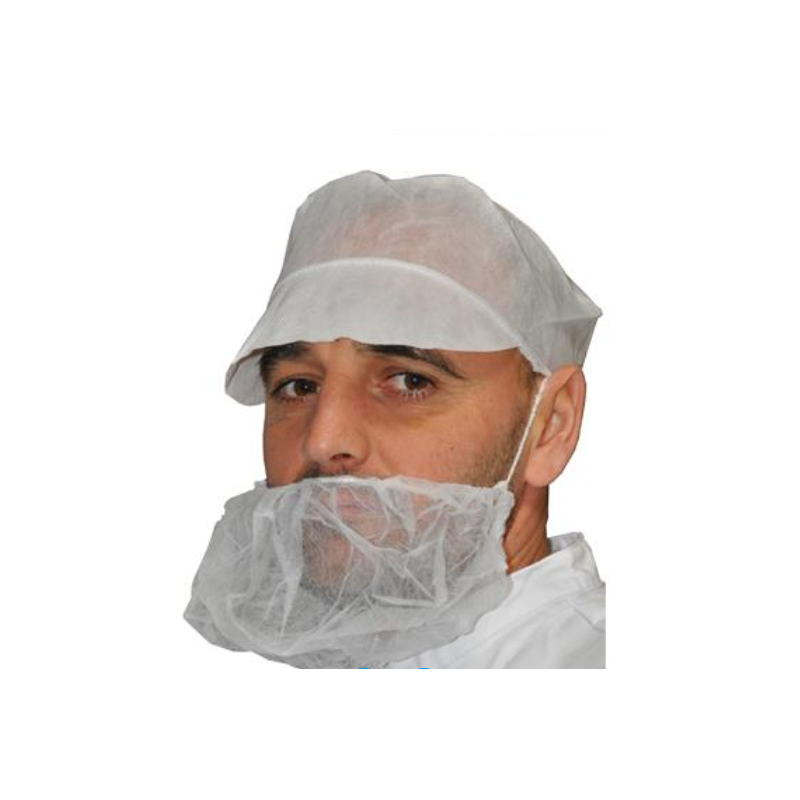 Cache barbe pp avec élastique - blanc - sachet de 100 - kh - 300091021_0