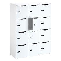 Casier de bureau Lockers 12 cases - Corps blanc, portes blanches - H 170,9 cm_0