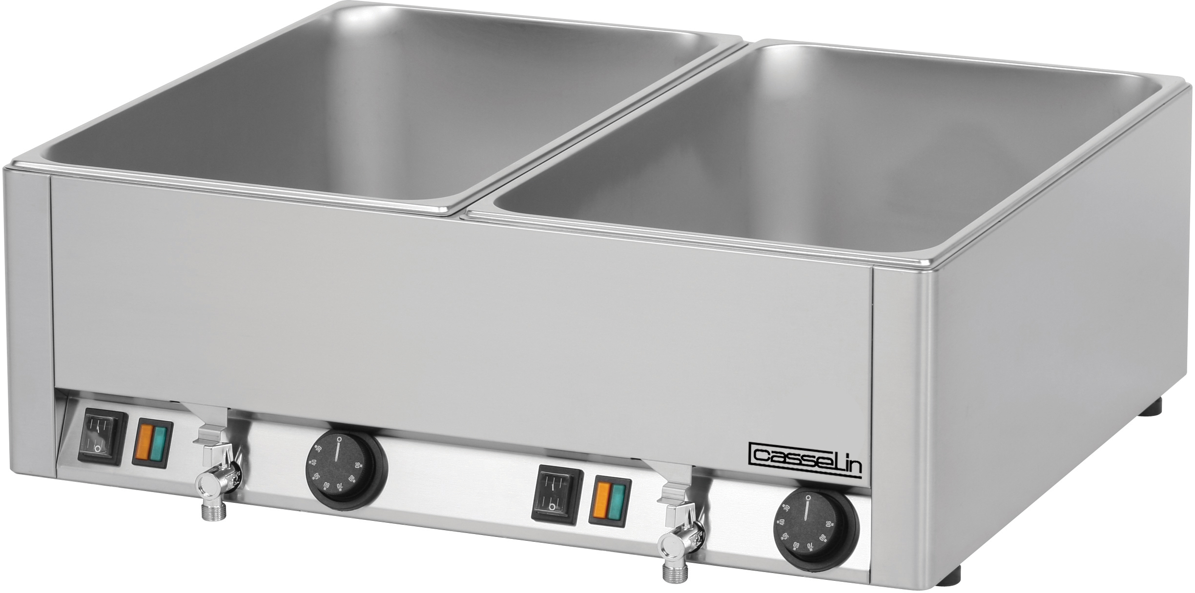 CASSELIN - DOUBLE BAIN-MARIE GN 1/1 AVEC 2 ROBINETS DE VIDANGE