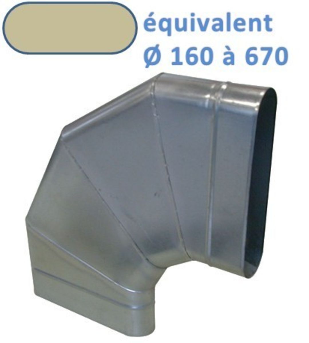 CH90 - COUDE HORIZONTAL 90° GALVA OBLONG - 360 X  80 MM