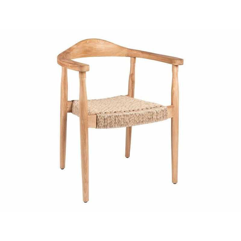 Chaise de salle à manger maron – MTF – bois de teck et tressage naturel – 2nai0001_0