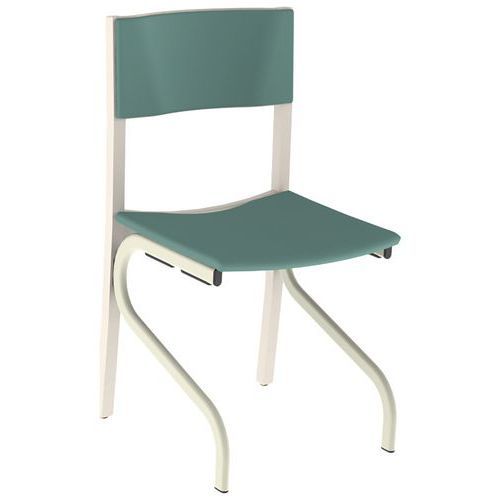 CHAISE ELSA ASS/DOS GINKGO VERT STR BOIS BLC PAST MÉT 1013 - MOBIDECOR