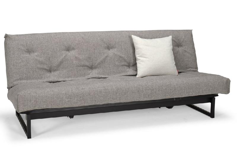 Innovation Living - Canapé clic-clac convertible Fraction 140x200 cm - Tissu Mixed Dance Grey capitonné_0