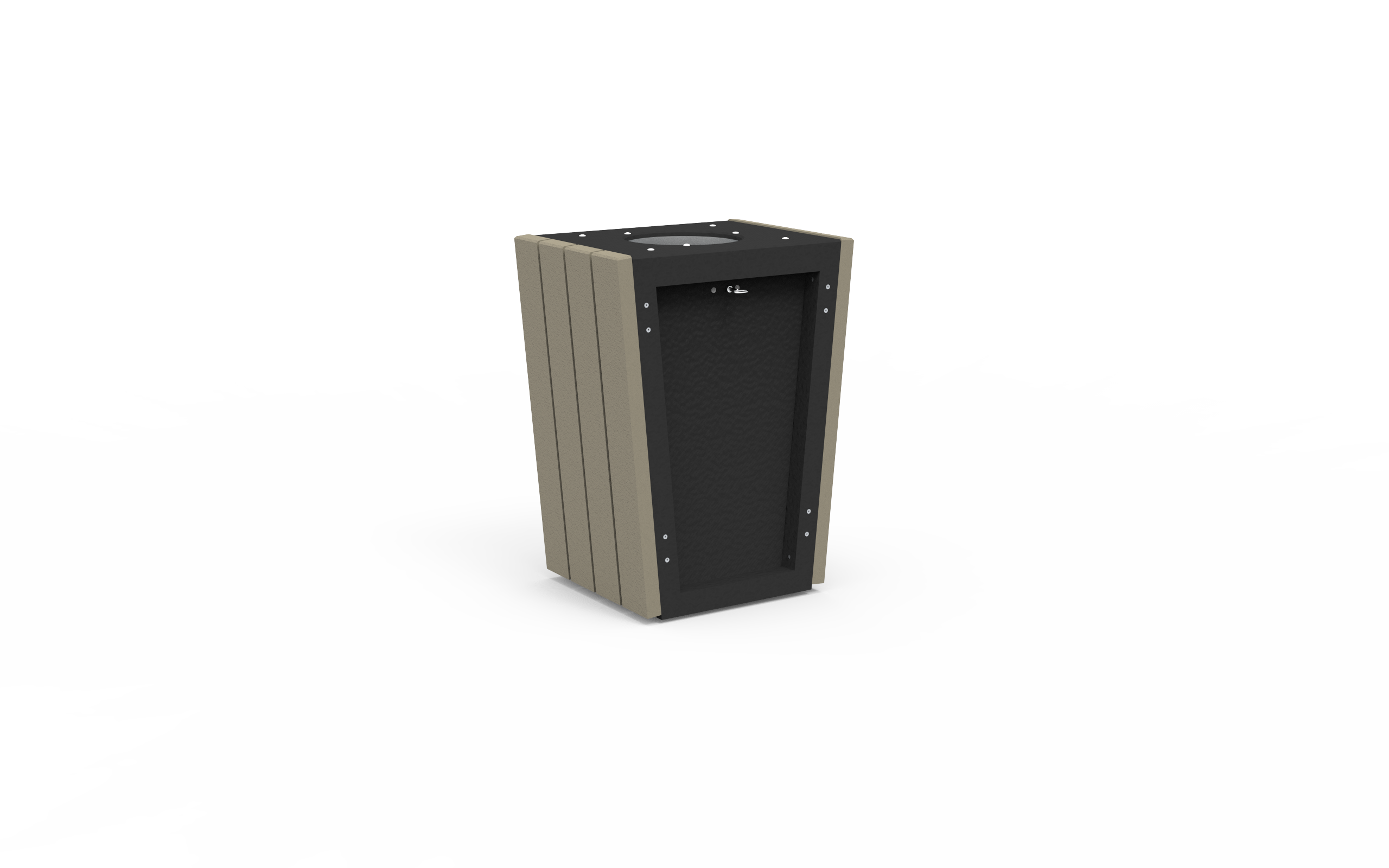 Corbeille publique pointe - Bac 60 L - STD POI-COR-01-B - plastique recyclé avec finitions personnalisables_0