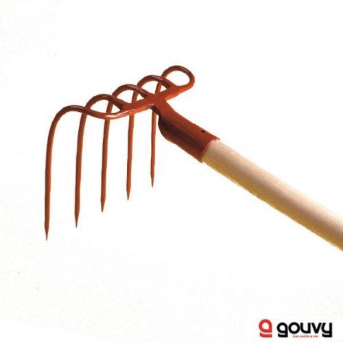 Croc à fumier 5 dents forgé 20 cm - Emmanché Gouvy - 135 cm - Fabriqué en France_0