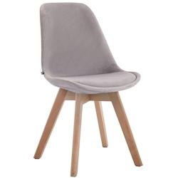 Décoshop26 - Chaise de salle à manger x1  design scandinave en velours gris et piètement à 4 pieds en bois clair 10_0003280 - gris 3000251495058_0